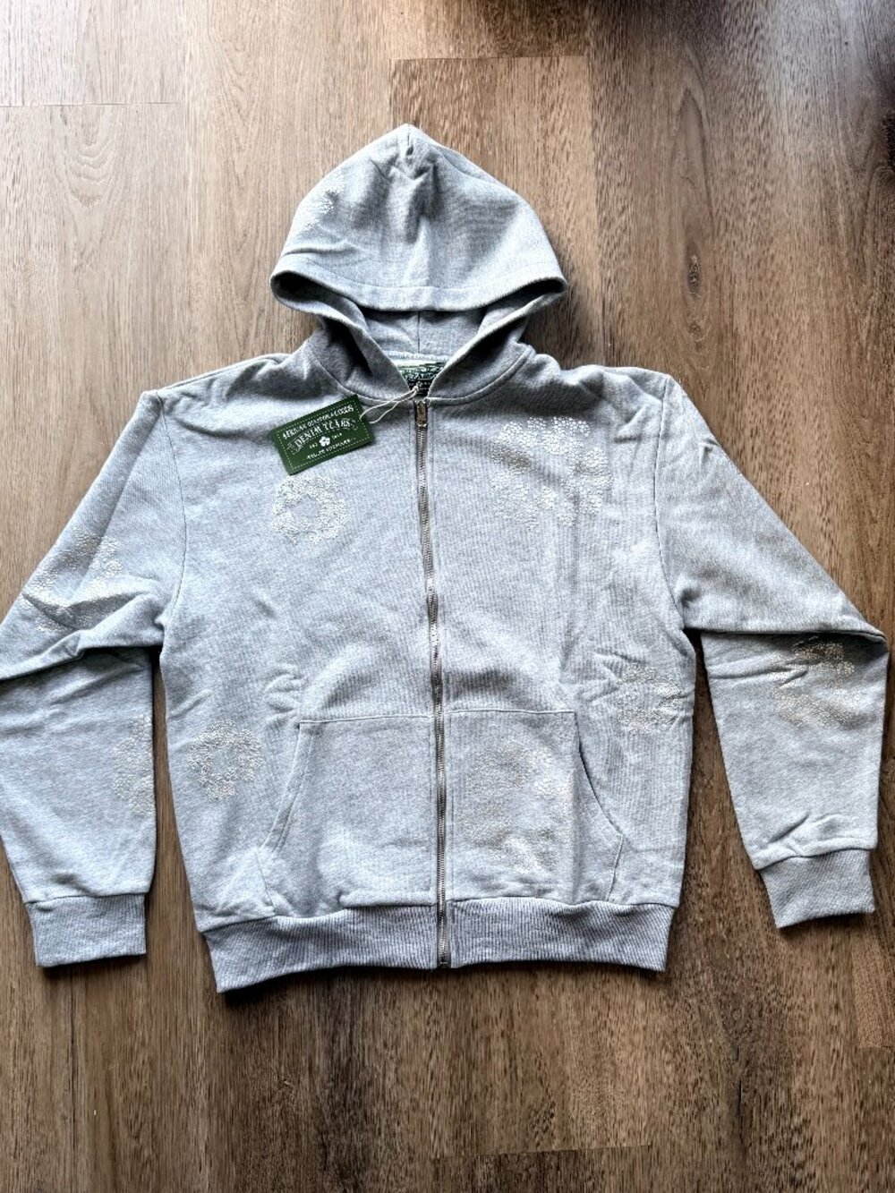denim tears grey large new zipper hoodie